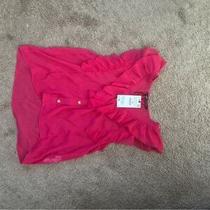 Zara Pink Sleeveless Ruffled Blouse